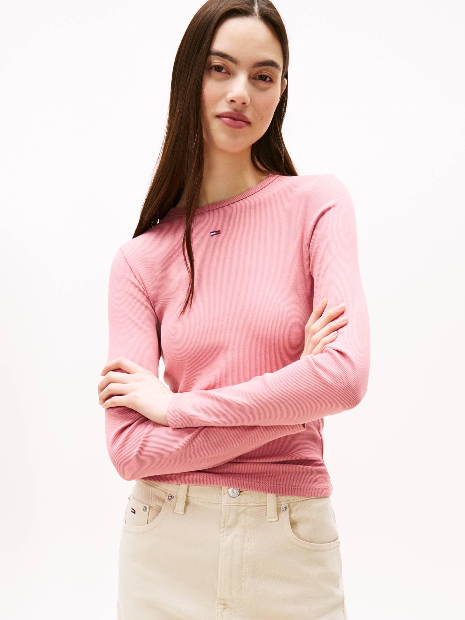 Tommy Jeans Langarmshirt »TJW SLIM ESSENTIAL RIB LS«, mit Logostickerei von TOMMY JEANS