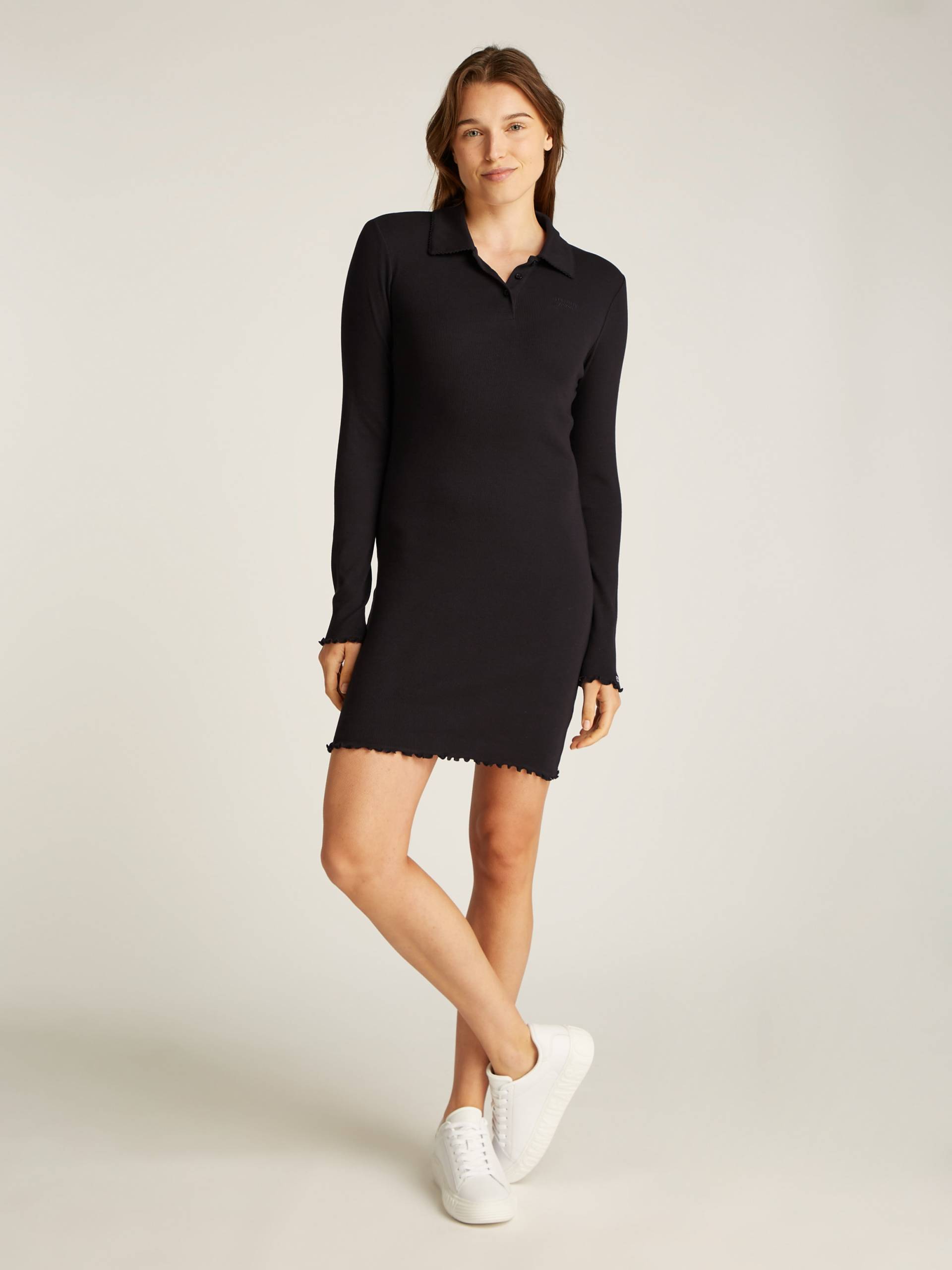 Tommy Jeans Polokleid »TJW LS SCALLOP RIB POLO DRESS«, in Mini-Länge von TOMMY JEANS
