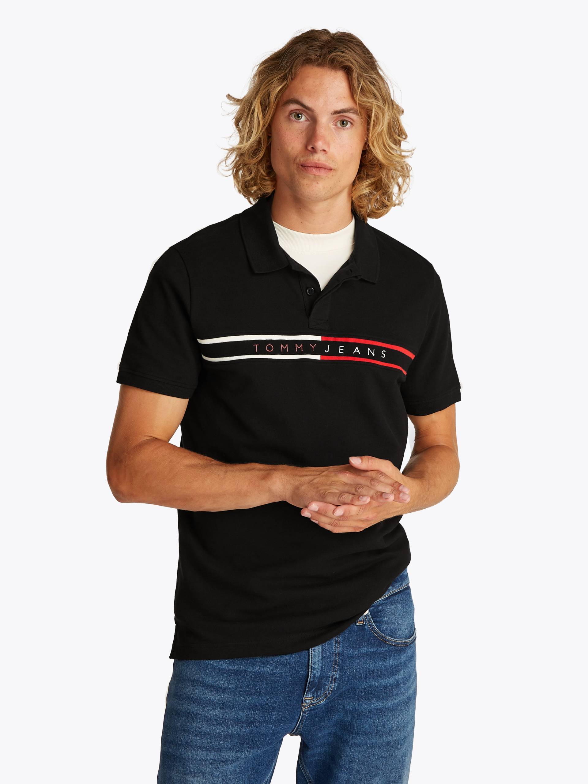 Tommy Jeans Poloshirt »TJM SLIM CHEST FLAG POLO«, Mit Rundhalsausschnitt von TOMMY JEANS