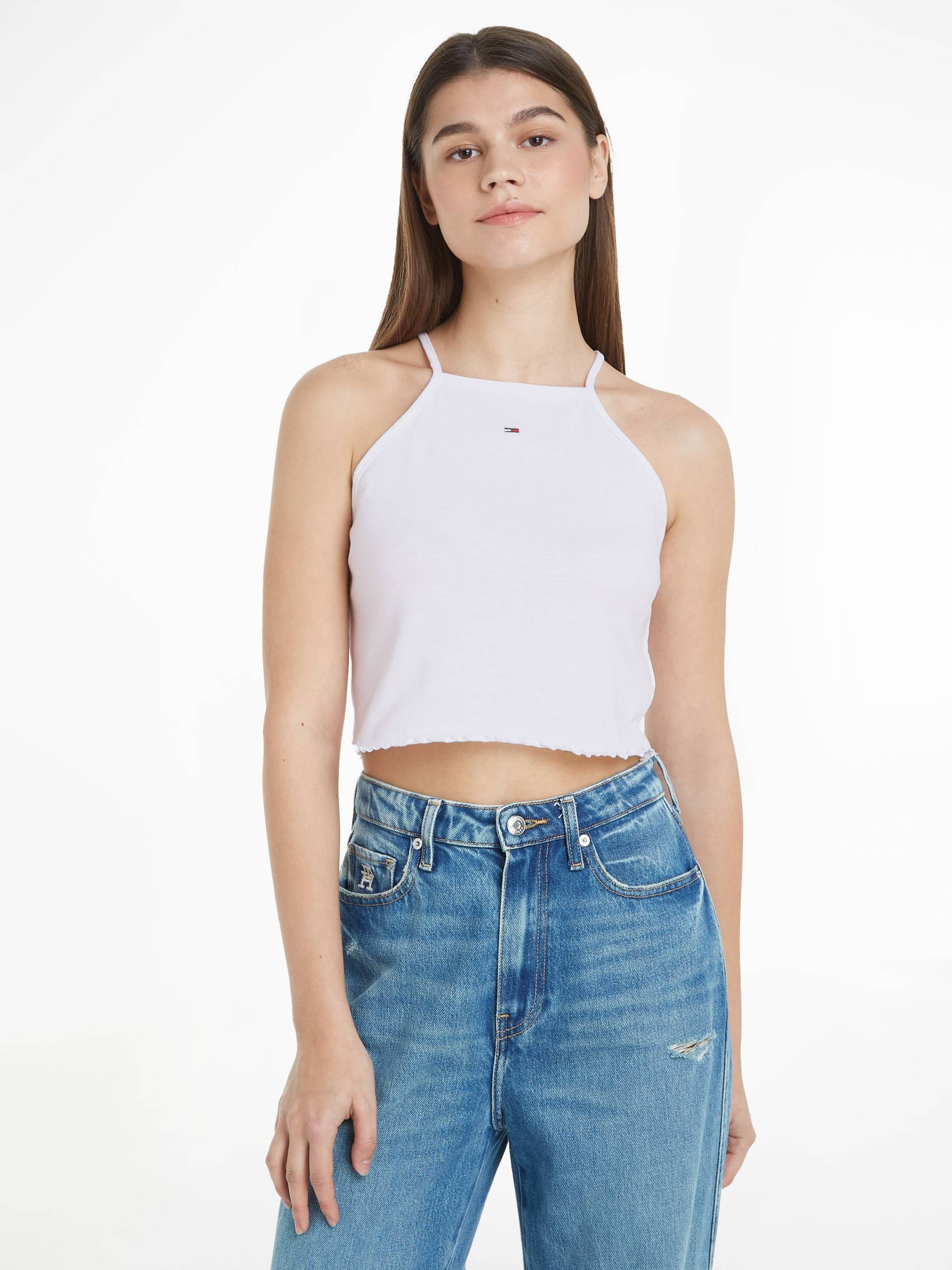 Tommy Jeans Spaghettitop »TJW SLIM CRP BABYLOCK RIB TOP«, mit gewelltem Abschluss am Saum von TOMMY JEANS