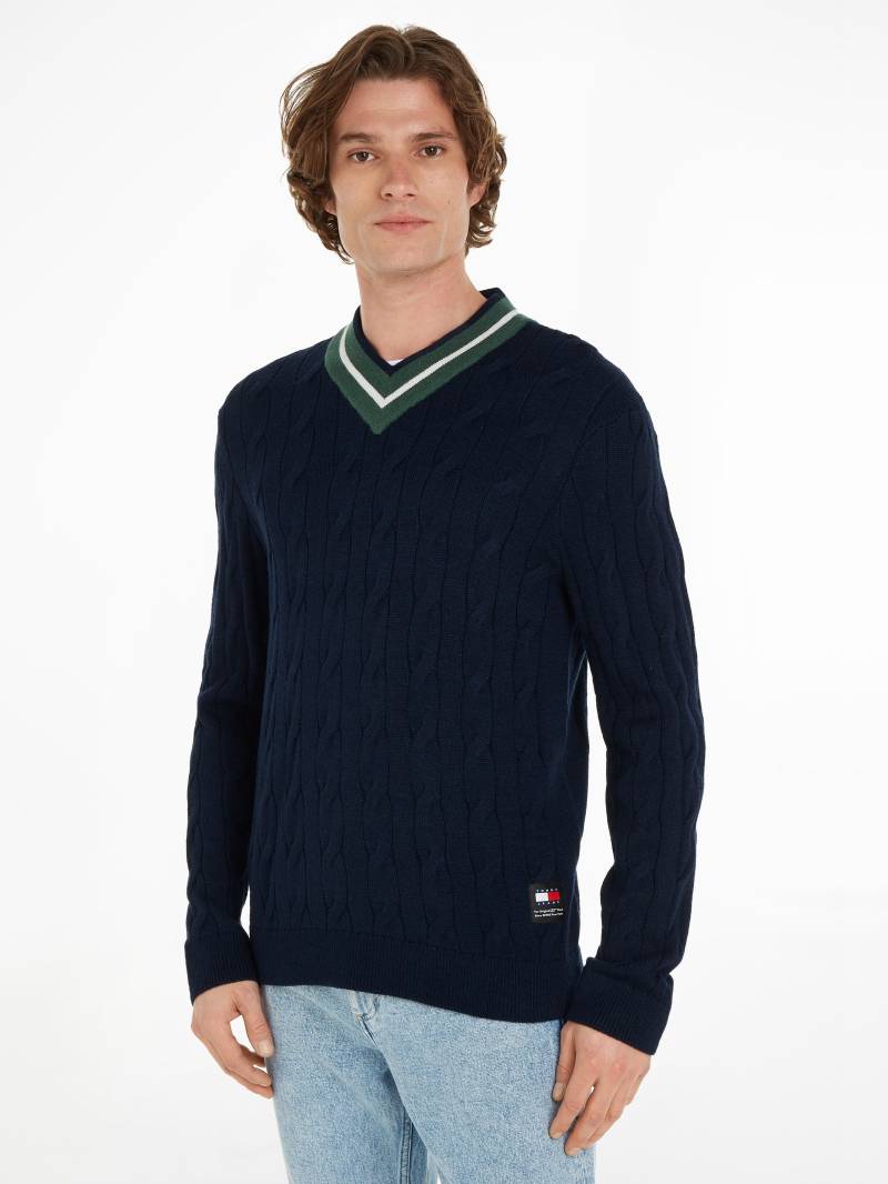 Tommy Jeans Strickpullover »TJM REG V-NECK CABLE SWEATER« von TOMMY JEANS