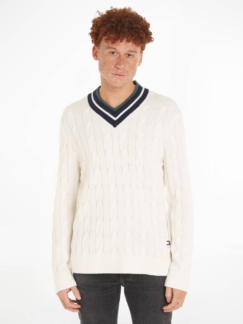 Tommy Jeans Strickpullover »TJM REG V-NECK CABLE SWEATER« von TOMMY JEANS