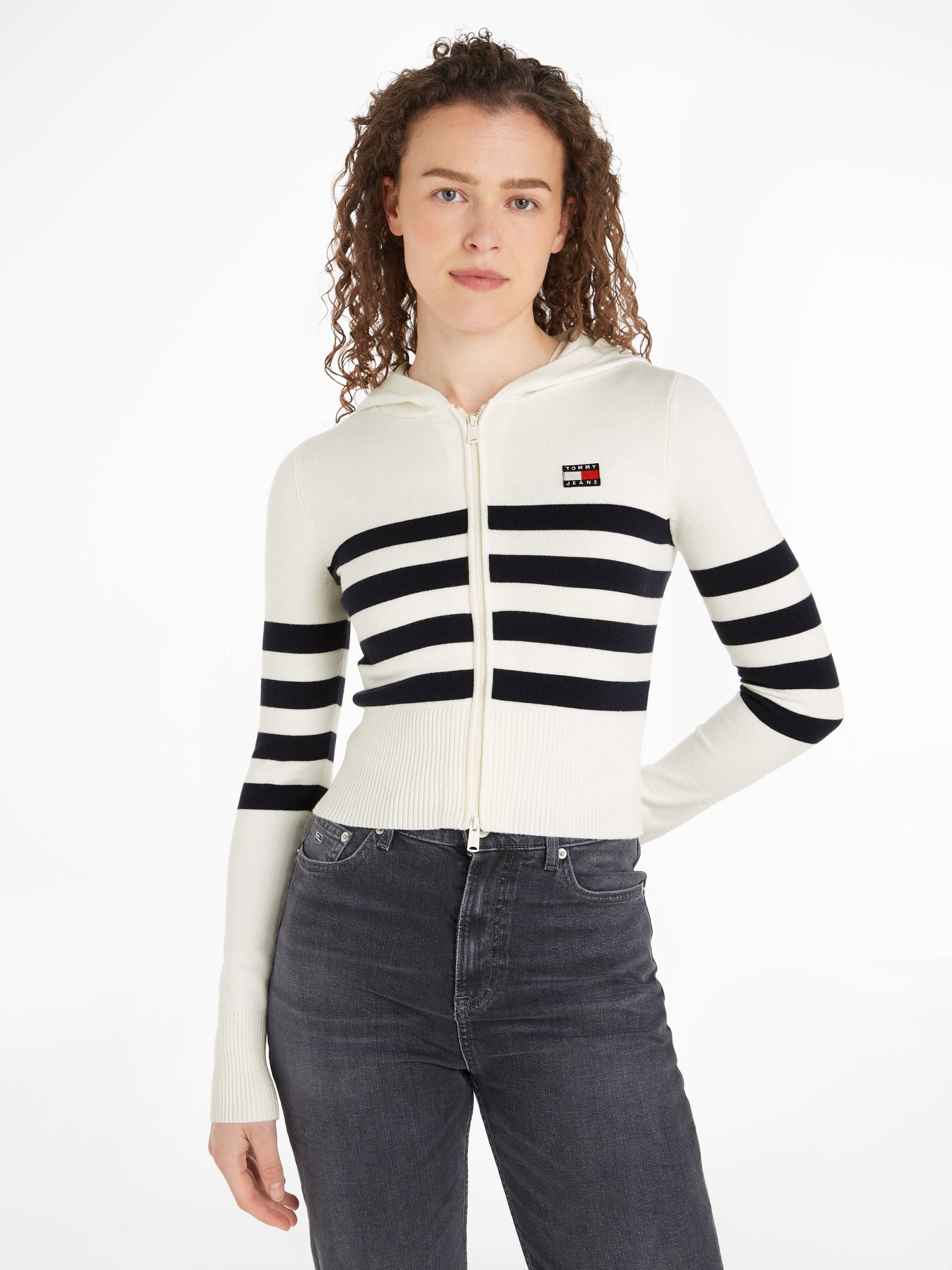 Tommy Jeans Sweatjacke »TJW STRIPE ZIP THRU BADGE HOOD«, mit Tommy Jeans Flagge von TOMMY JEANS