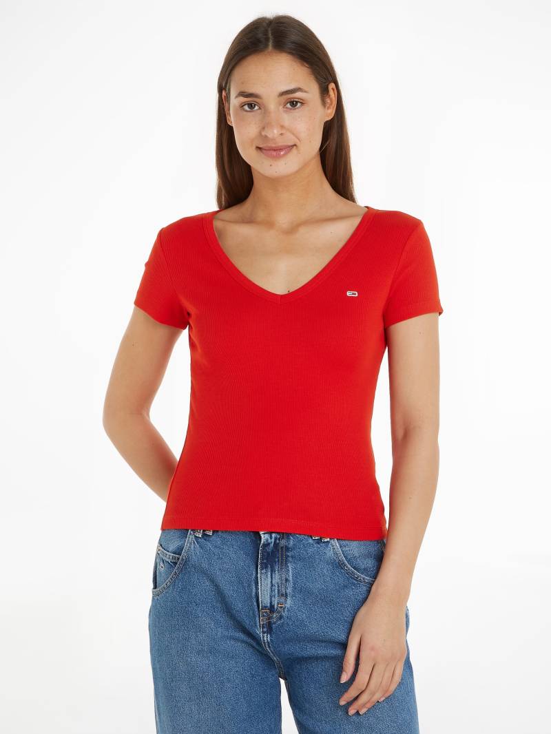 Tommy Jeans T-Shirt »Slim Essential Rib V-Neck Rippshirt« von TOMMY JEANS