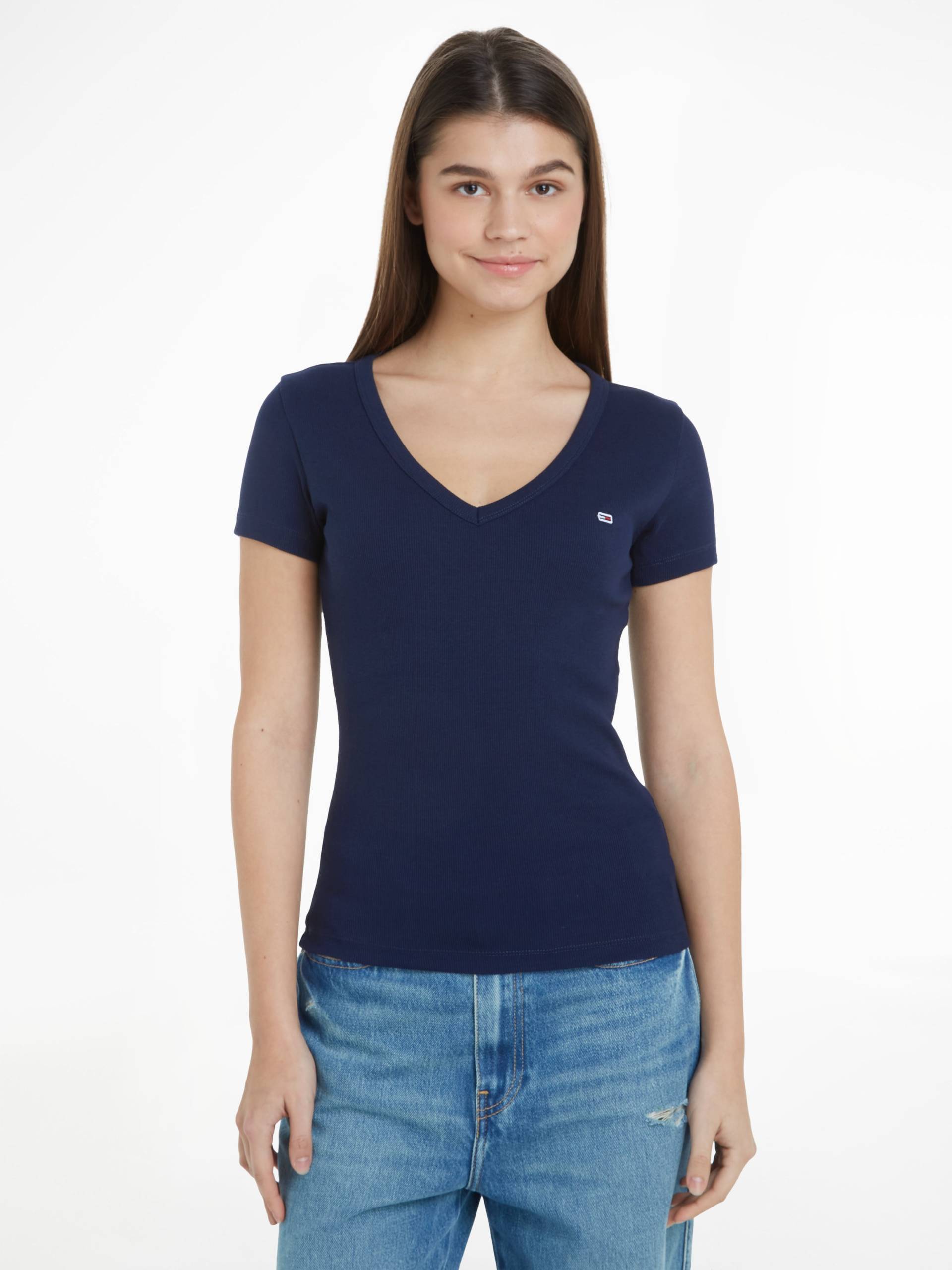Tommy Jeans T-Shirt »TJW SLIM ESSENTIAL RIB V SS«, mit Logostickerei Tommy Jeans T-Shirt »TJW SLIM ESSENTIAL RIB V SS«, mit Logostickerei von TOMMY JEANS