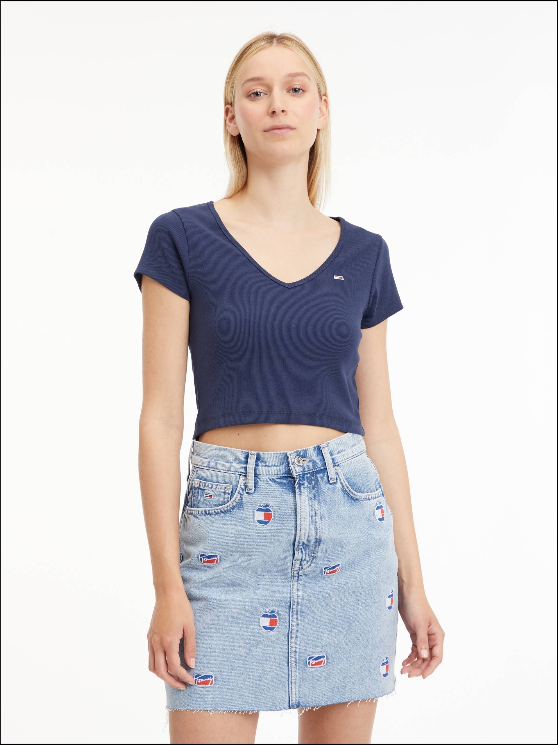 Tommy Jeans T-Shirt »TJW BBY CRP ESSENTIAL RIB V SS« von TOMMY JEANS