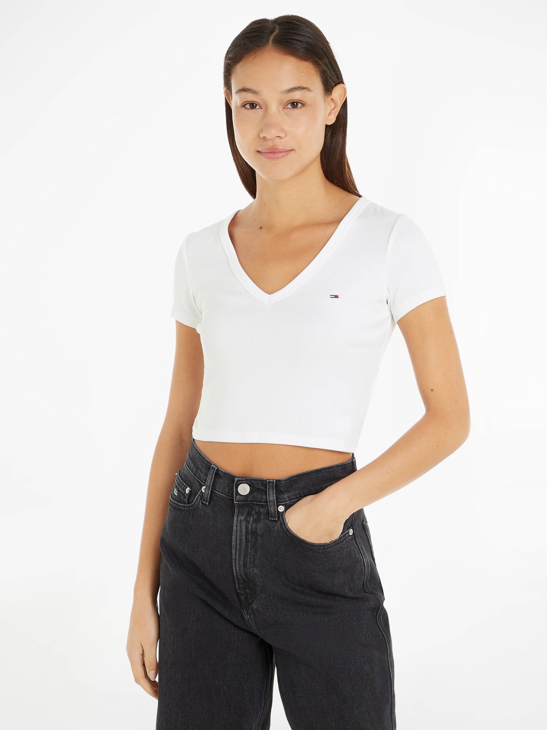 Tommy Jeans T-Shirt »TJW SLIM CRP ESSENTIAL RIB V SS«, in Rippoptik Tommy Jeans T-Shirt »TJW SLIM CRP ESSENTIAL RIB V SS«, in Rippoptik von TOMMY JEANS