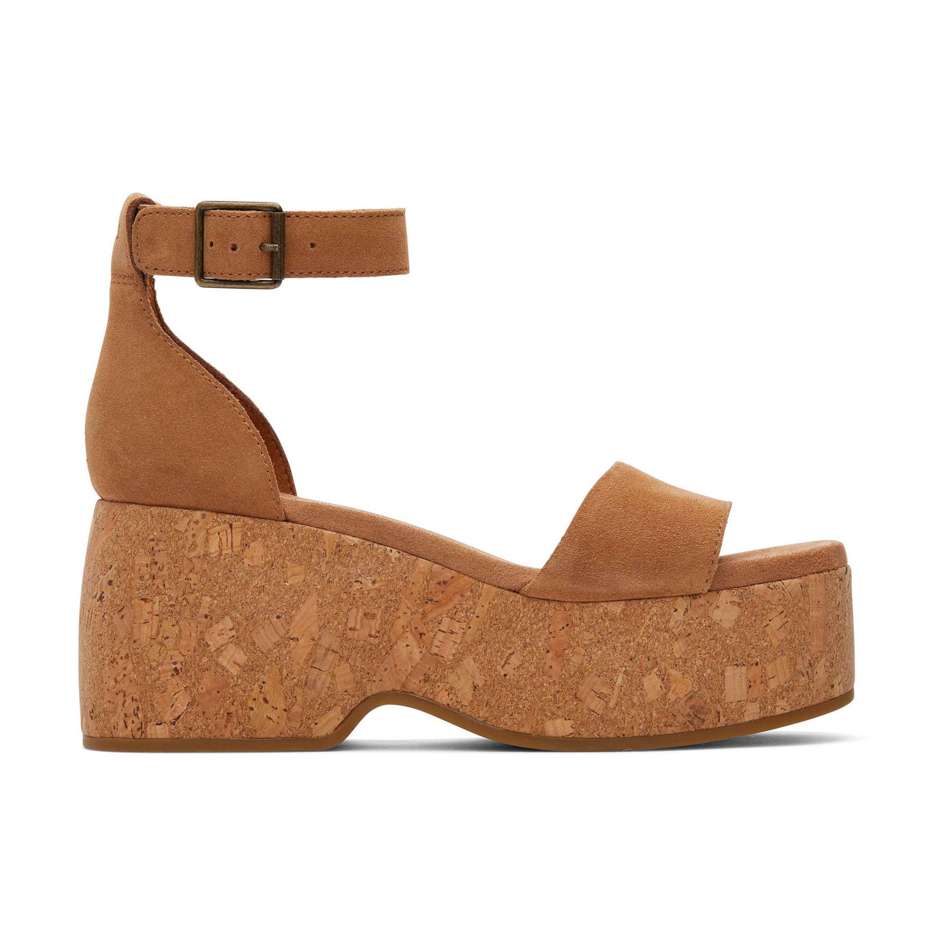 -keilsandalen Aus Dunklem Wildleder Und Kork Laila Damen  35.5 von TOMS