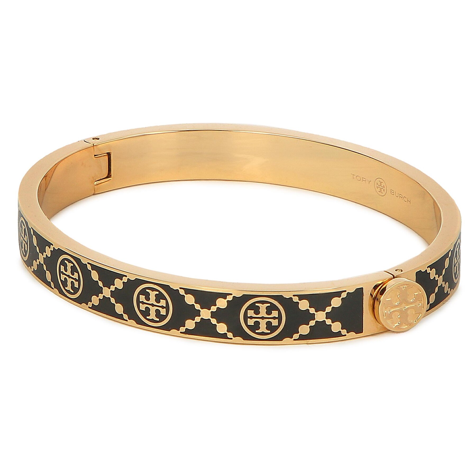 Armband Tory Burch T Monogram Hinge Bracelet 150568 Tory Gold / Black 720 von TORY BURCH