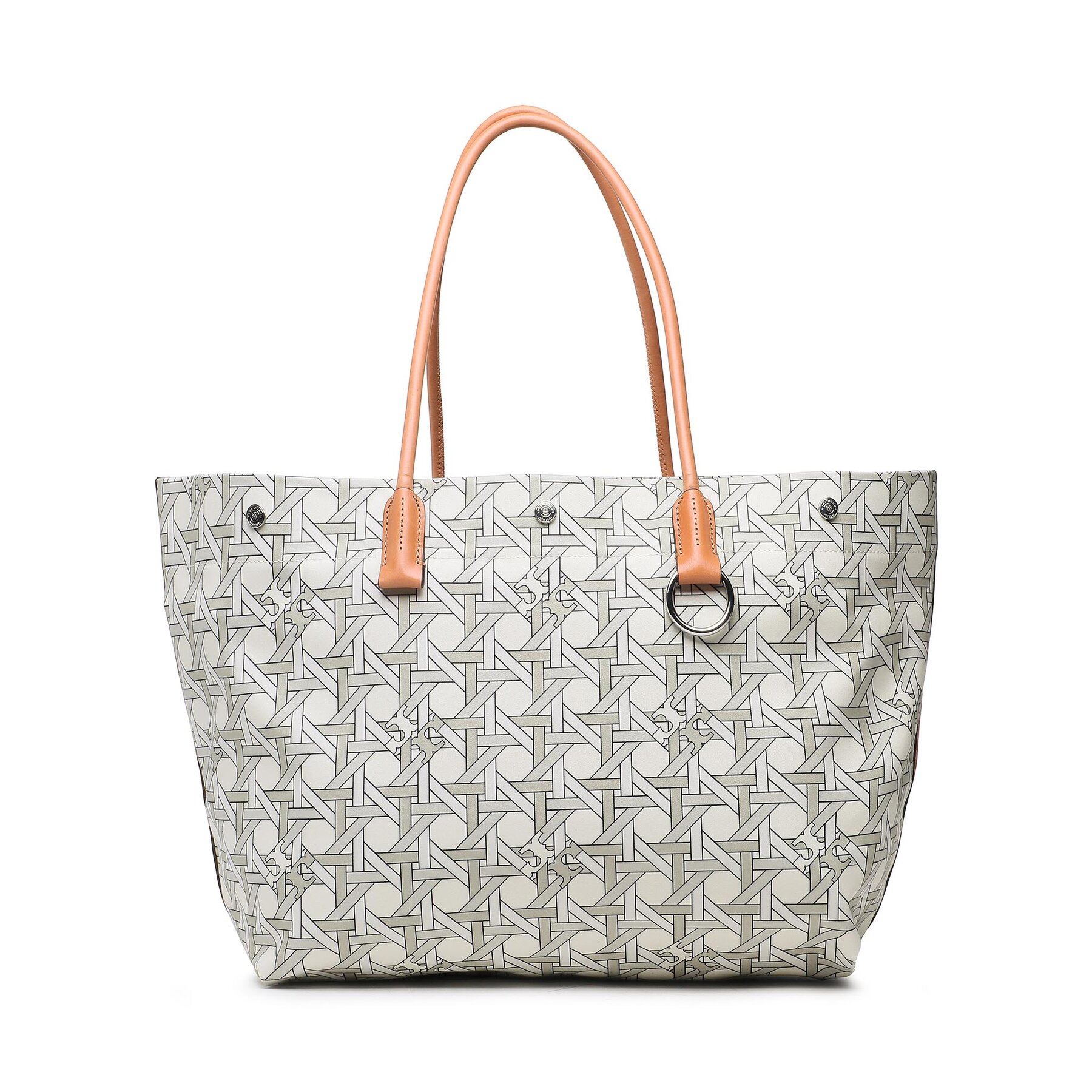 Handtasche Tory Burch Canvas Basketweave Tote 139623 New Ivory Basketweave 100 von TORY BURCH