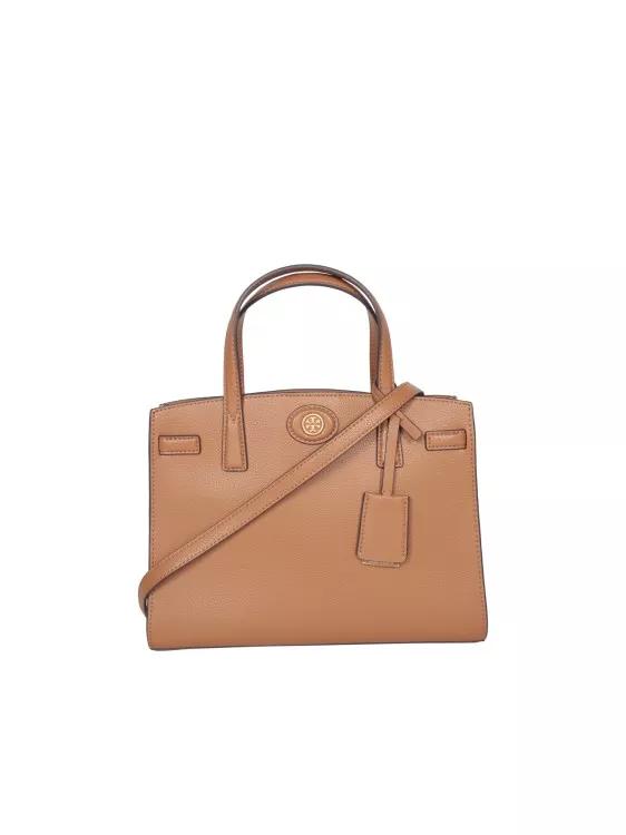 Tory Burch Handtasche - Robinson Pebbled Small Satchel - Gr. unisize - in Braun - für Damen von TORY BURCH