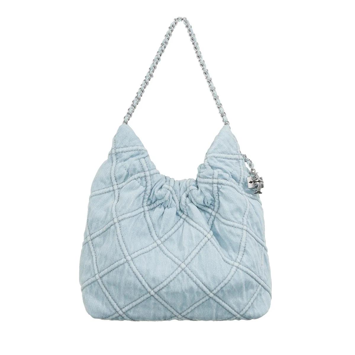 Tory Burch Schultertasche - Fleming Denim Mini Hobo - Gr. unisize - in Blau - für Damen Tory Burch Schultertasche - Fleming Denim Mini Hobo - Gr. unisize - in Blau - für Damen von TORY BURCH