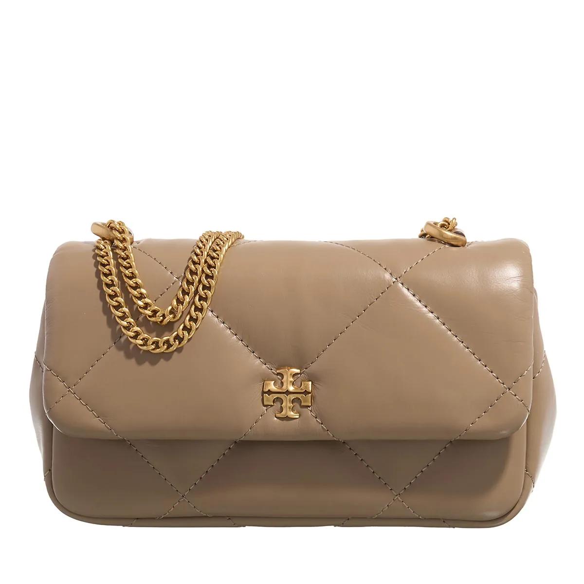 Tory Burch Schultertasche - Kira Diamond Quilt Mini Flap Bag - Gr. unisize - in Taupe - für Damen von TORY BURCH