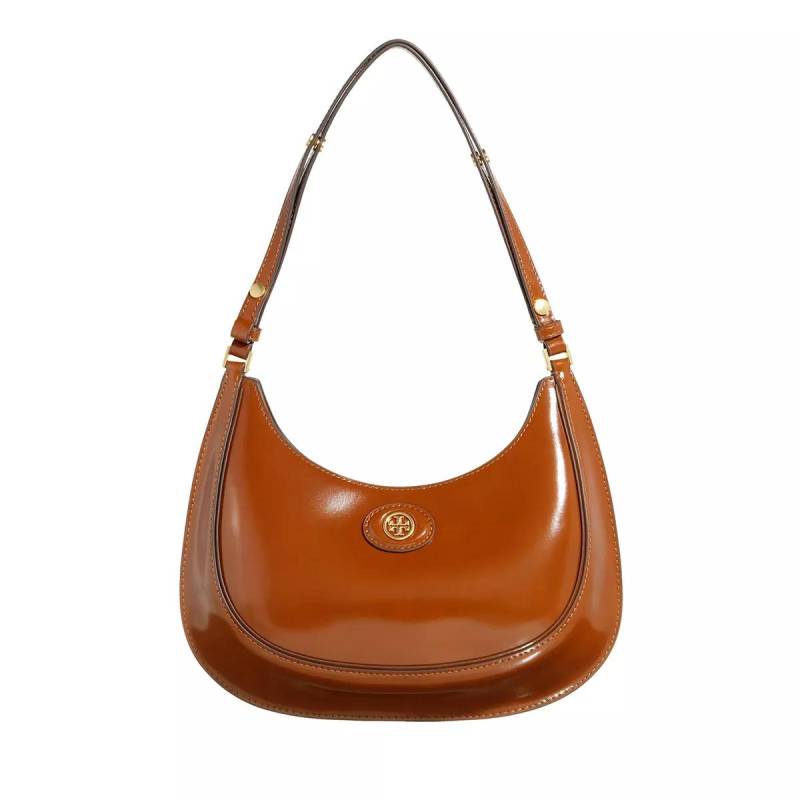Tory Burch Schultertasche - Robinson Spazzolato Convertible Crescent Bag - Gr. unisize - in Braun - für Damen von TORY BURCH