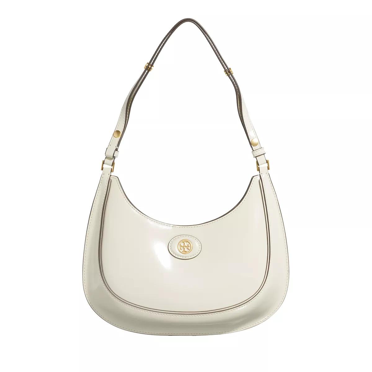 Tory Burch Umhängetasche - Robinson Spazzolato Convertible Crescent Bag - Gr. unisize - in Creme - für Damen von TORY BURCH