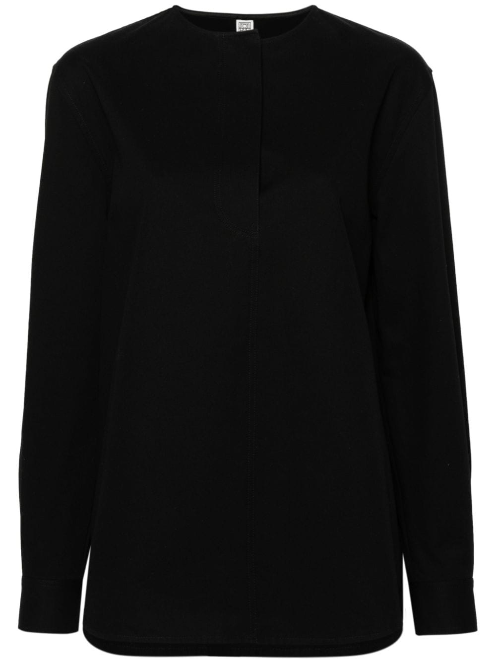 TOTEME Collarless twill shirt - Black von TOTEME