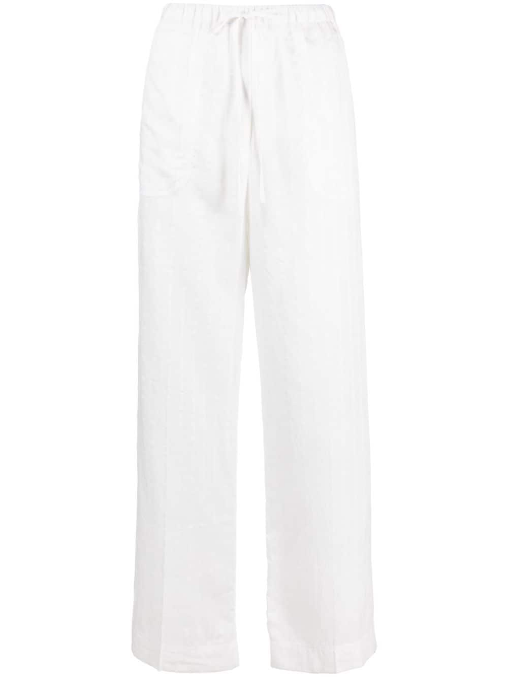 TOTEME drawstring straight-leg trousers - White von TOTEME