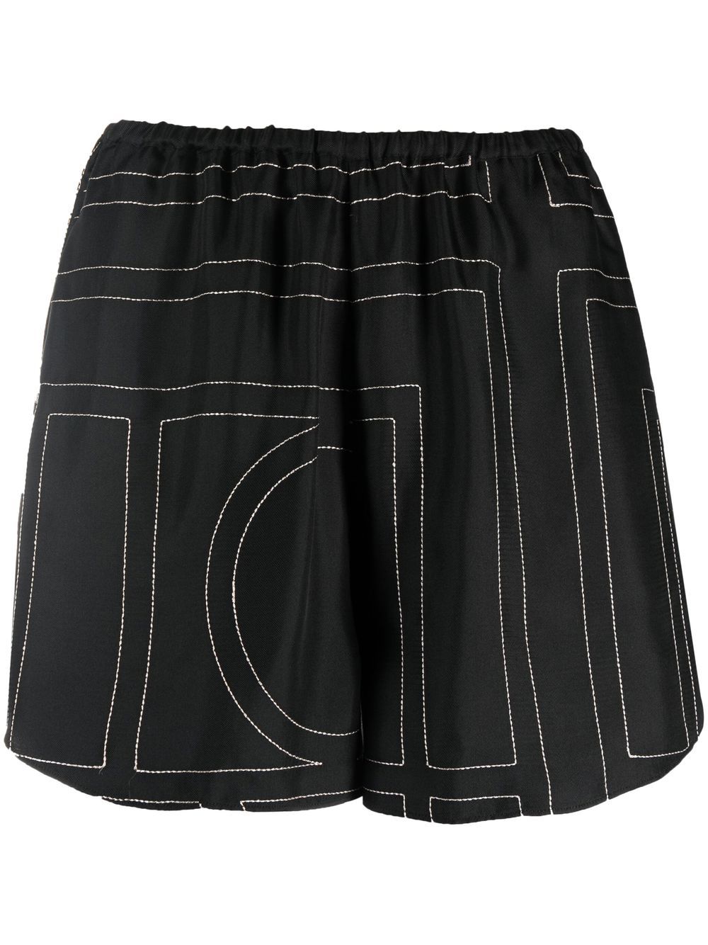 TOTEME geometric-print silk shorts - Black von TOTEME