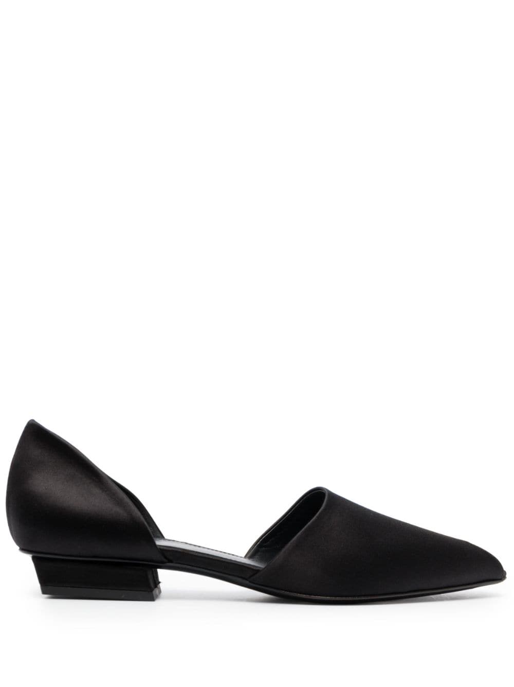 TOTEME peep-toe satin ballerina shoes - Black von TOTEME