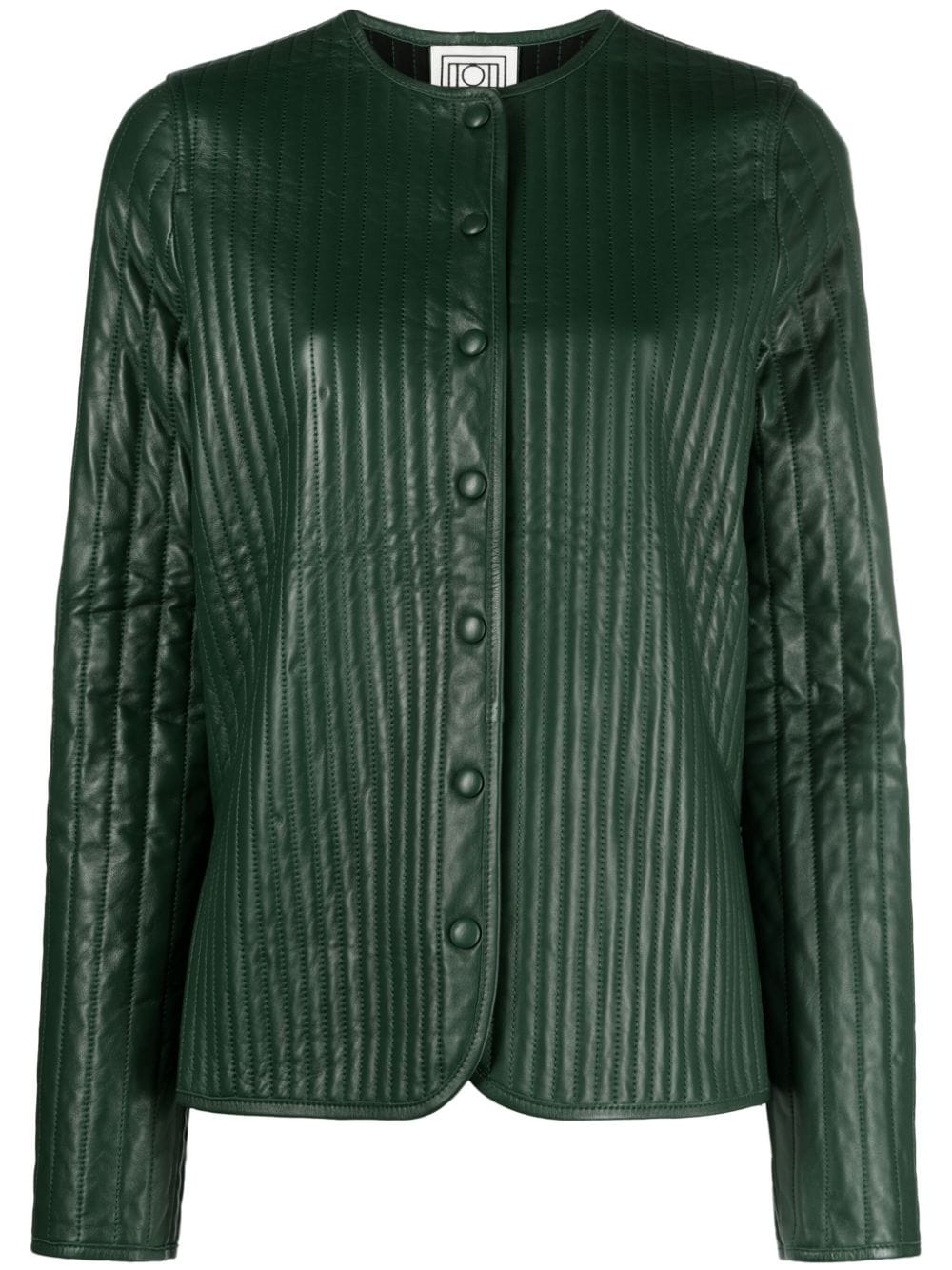 TOTEME Linear-Quilted leather jacket - Green von TOTEME