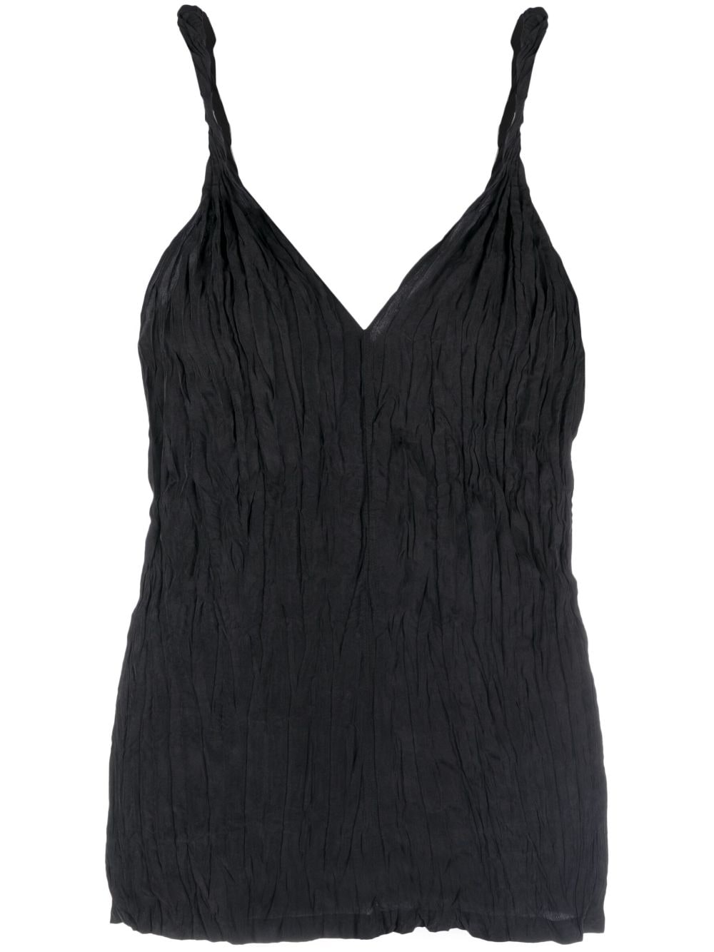 TOTEME twist-strap crinkled silk top - Black von TOTEME