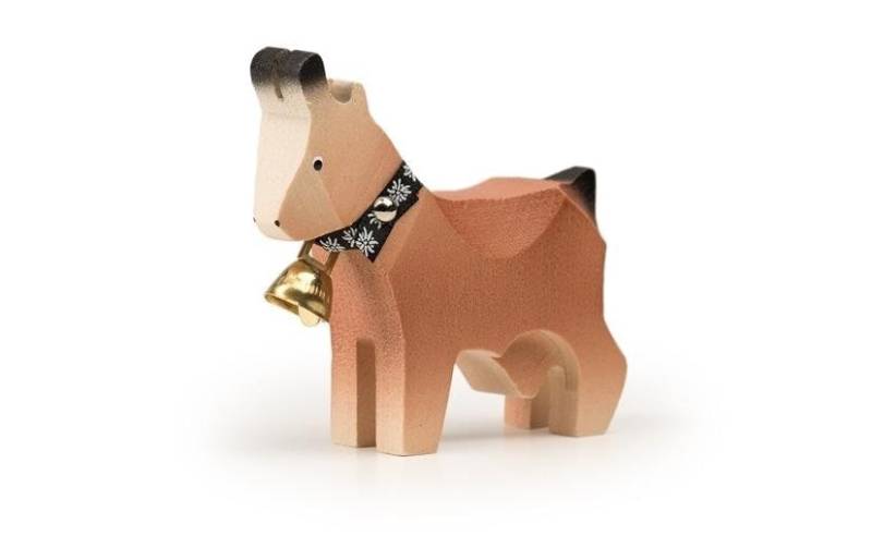 TRAUFFER Spielfigur »Ziege gross braun mit Glocke«, Holzart: Linde, (Schweiz) von TRAUFFER