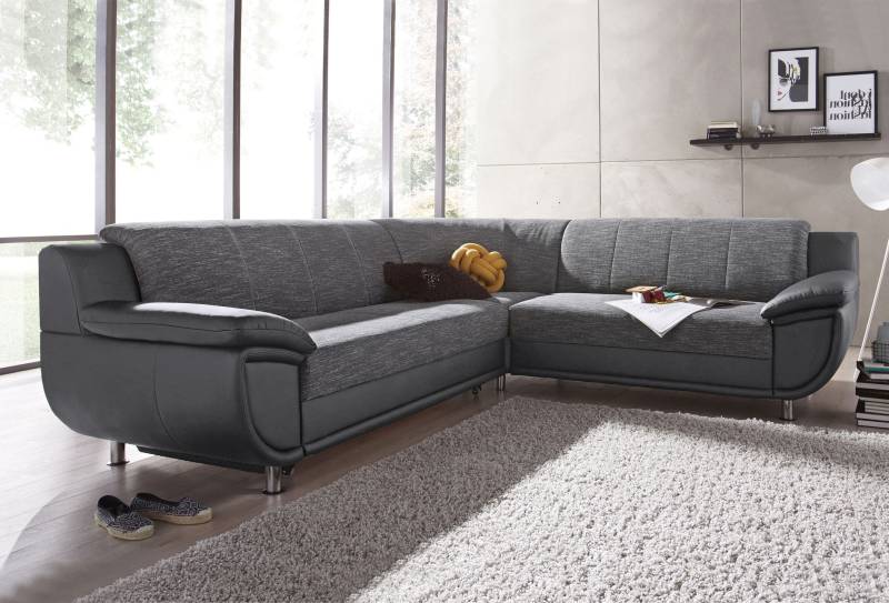 TRENDMANUFAKTUR Ecksofa »Rondo 3, zeitlos und modern, im Materialmix, L-Form«, wahlweise Federkern für hohen Sitzkomfort, wahlweise Bettfunktion von TRENDMANUFAKTUR