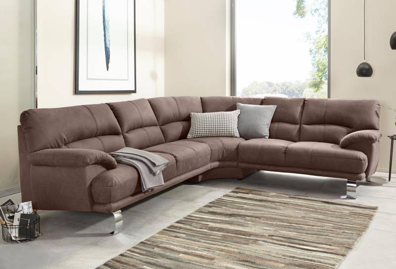 TRENDMANUFAKTUR Ecksofa »Cecilia II, in italienischen Design, bequem, hoher Sitzkomfort, L-Form«, extrabreite Armlehnen für noch mehr Sitzkomfort von TRENDMANUFAKTUR