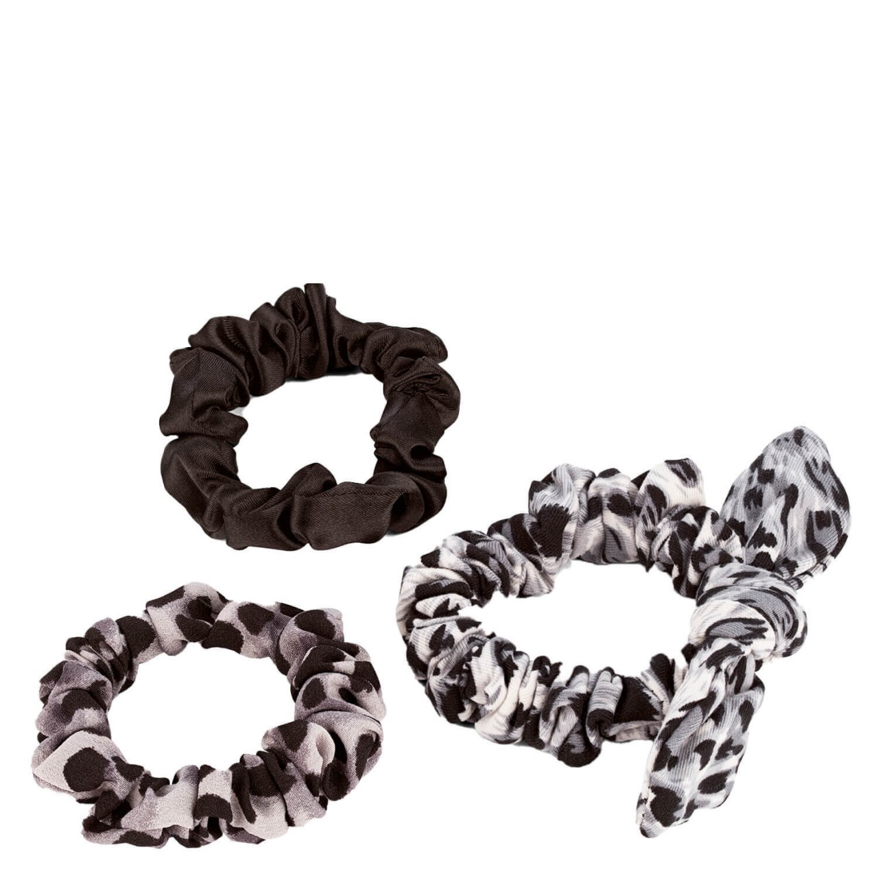 Animalprint Scrunchie mit Schleife, schwarz & grau von TRISA