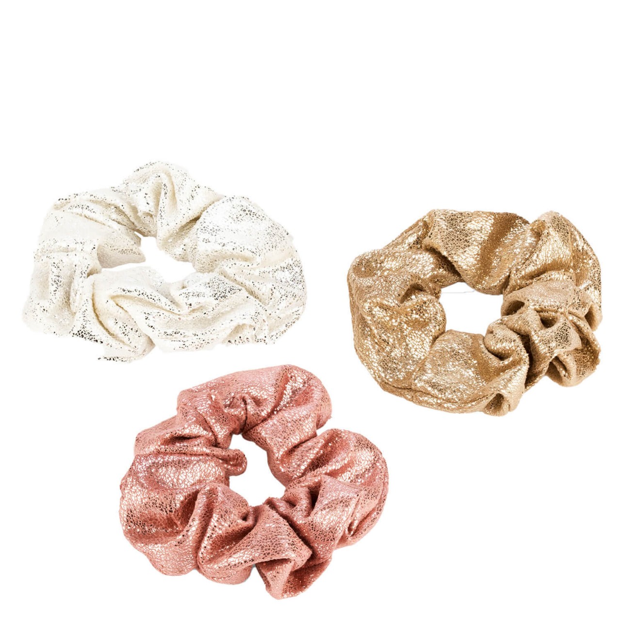 Glänzendes Scrunchie, weiss, rosa & gold von TRISA