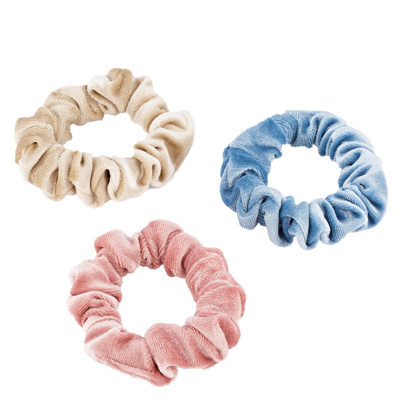 Samt Scrunchie, hellblau, beige & rosa von TRISA