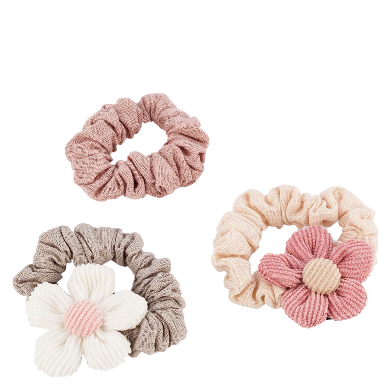 Scrunchie mit Blume, curry, beige & altrosa von TRISA