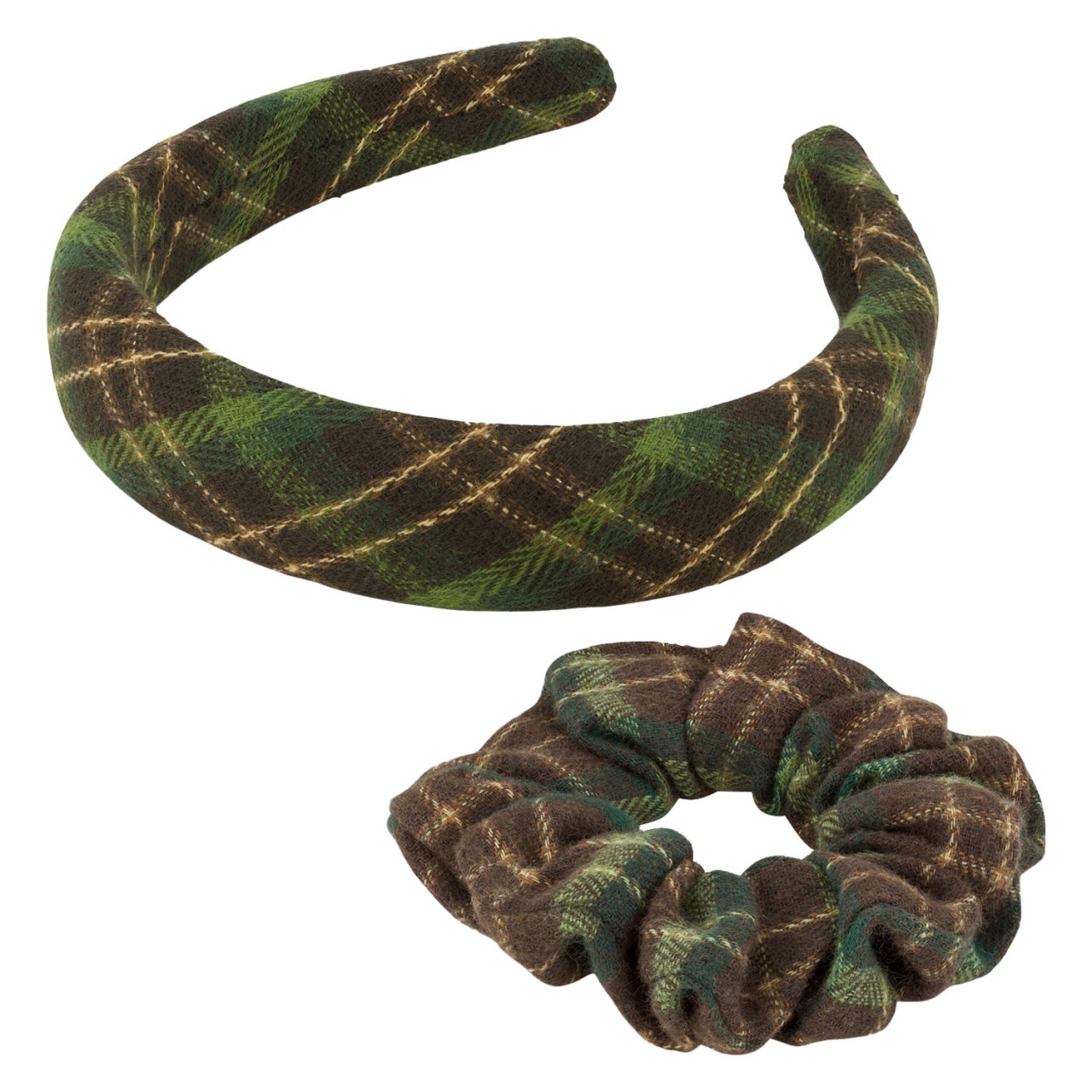 TRISA Hair - English Check Hairband & Scrunchie, green von TRISA