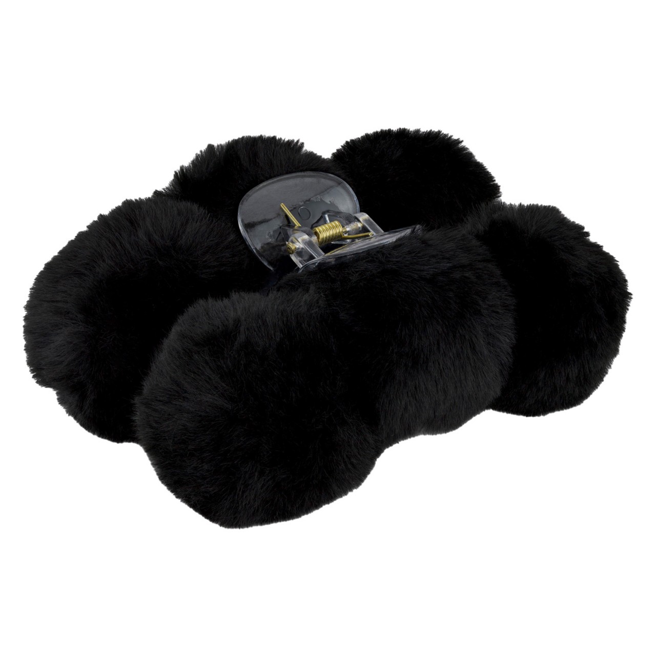 TRISA Hair - Fake Fur Hair Clip Pompoms Black von TRISA