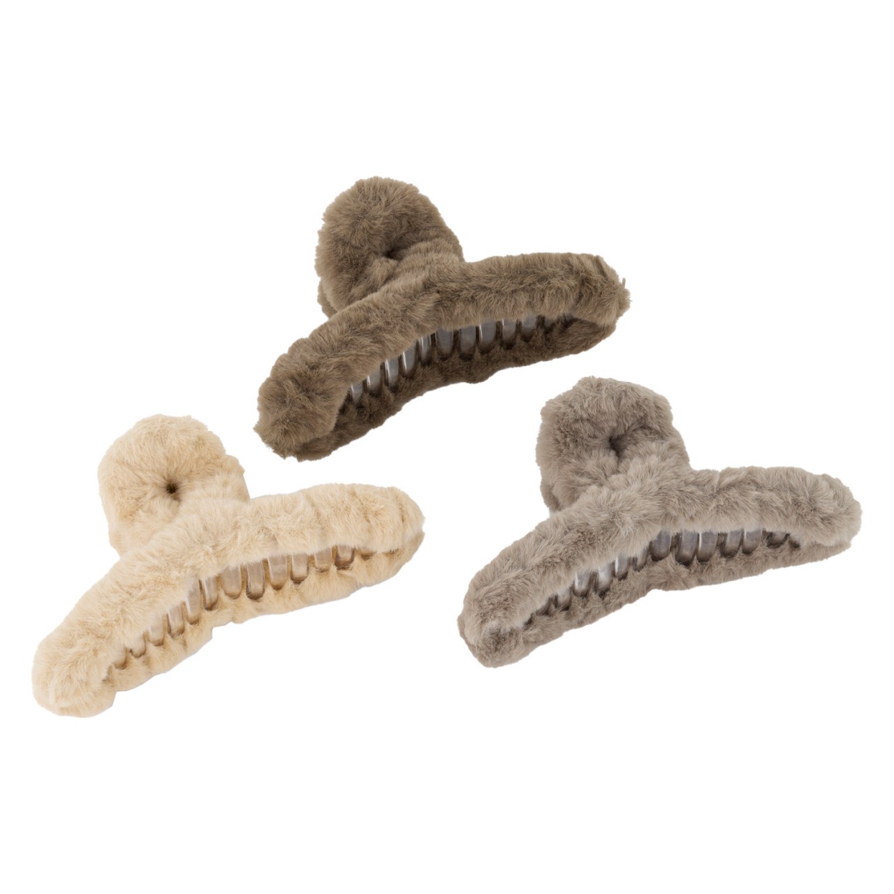 TRISA Hair - Fake Fur Hair clips, sand brown & grey von TRISA