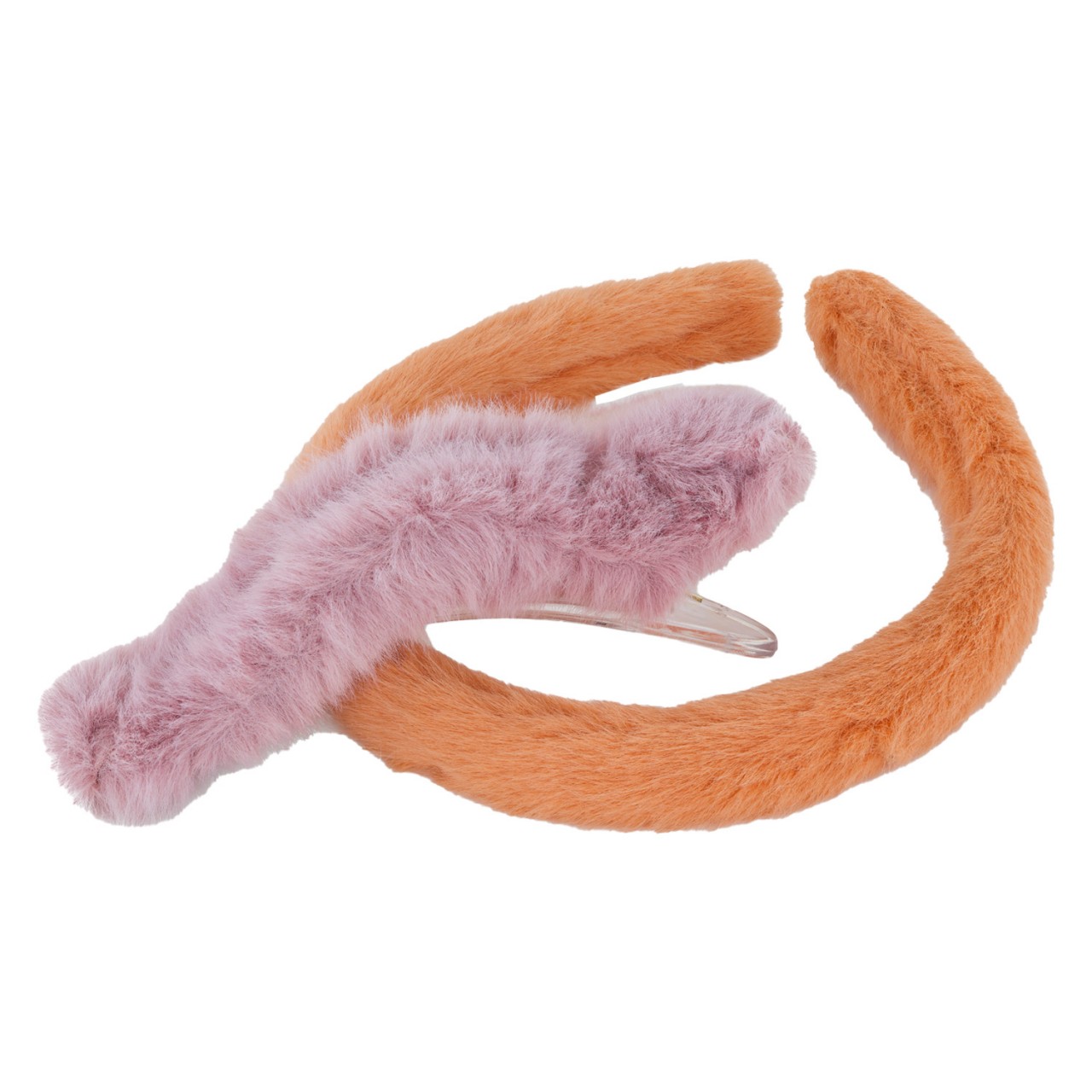 TRISA Hair - Fake Fur Hairband & Hair Clip, orange & purple von TRISA