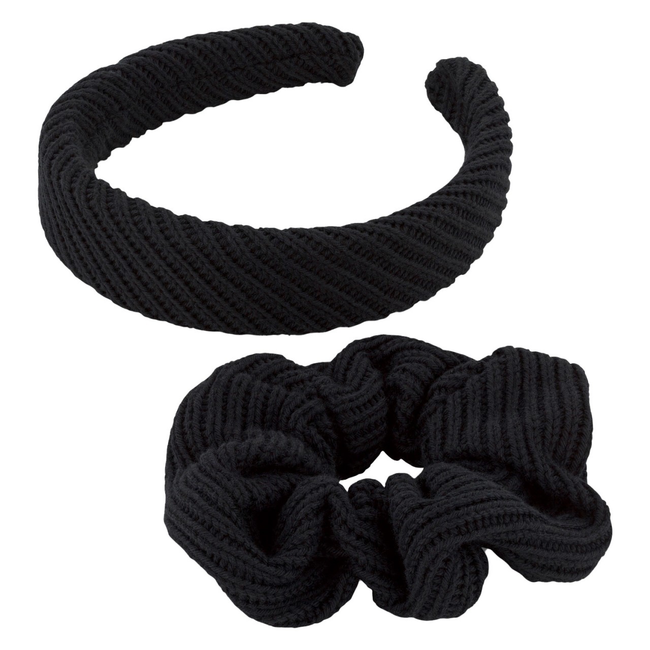 TRISA Hair - Knitted Hairband & Scrunchie, black von TRISA