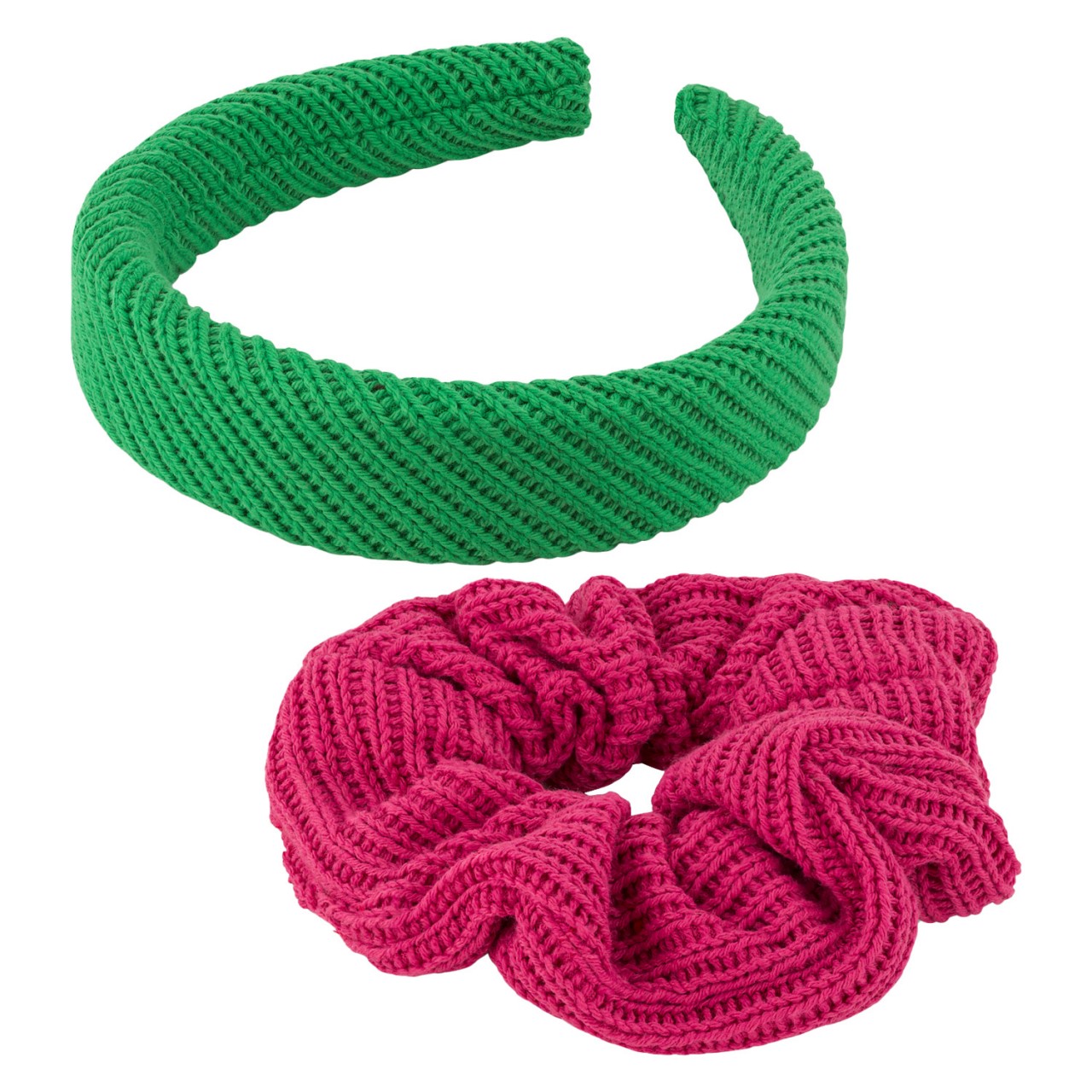 TRISA Hair - Knitted Hairband & Scrunchie, pink green von TRISA