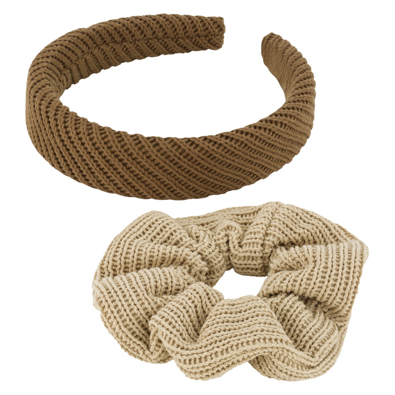 TRISA Hair - Knitted Hairband & Scrunchie, sand brown von TRISA