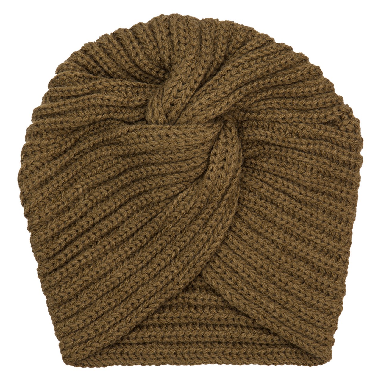 TRISA Hair - Knitted Turban Beanie, khaki von TRISA