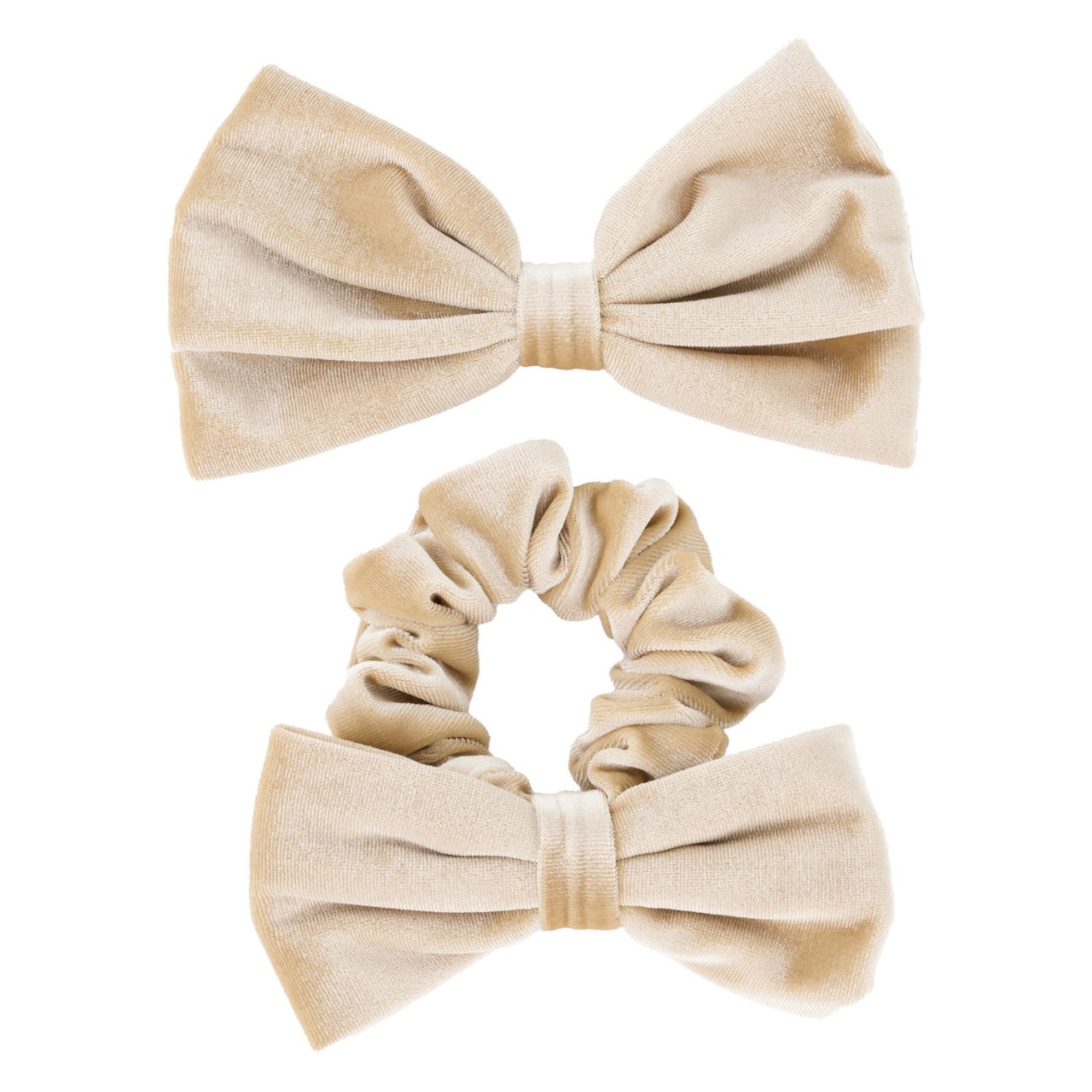 TRISA Hair - Velvet Scrunchie & Bow Hair Clip Sand von TRISA