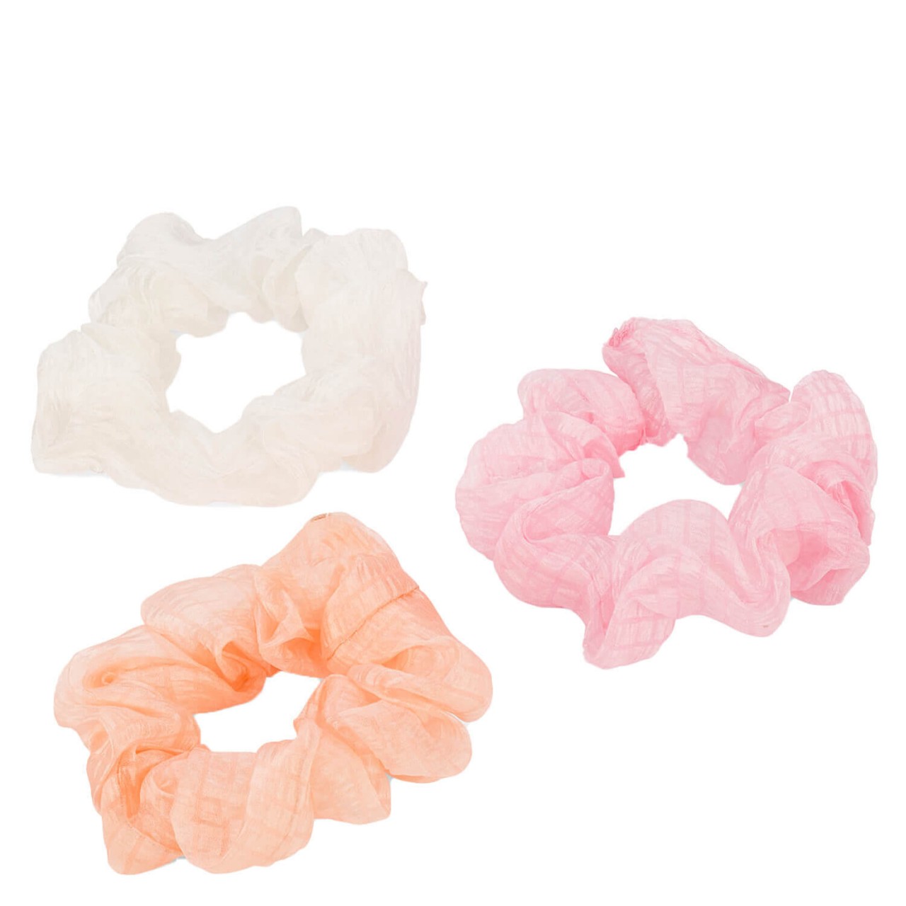 Transparentes Twisted Elastic Scrunchie, lachs, weiss & rosa von TRISA