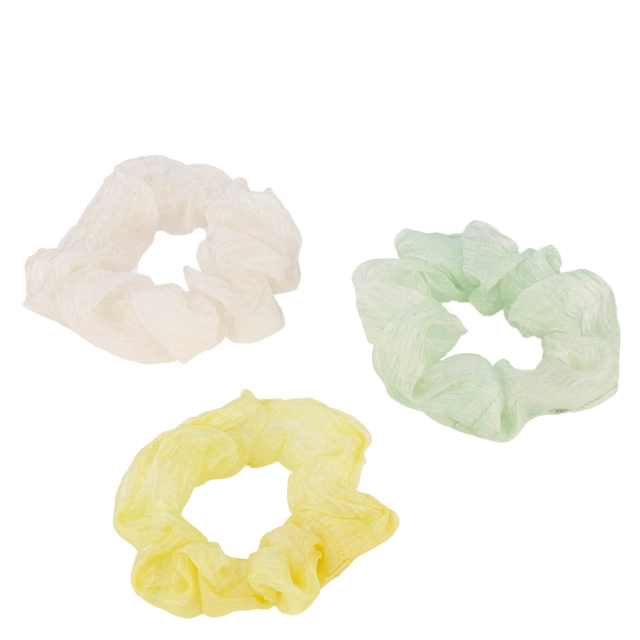 Transparentes Twisted Elastic Scrunchie, mint, gelb & weiss von TRISA