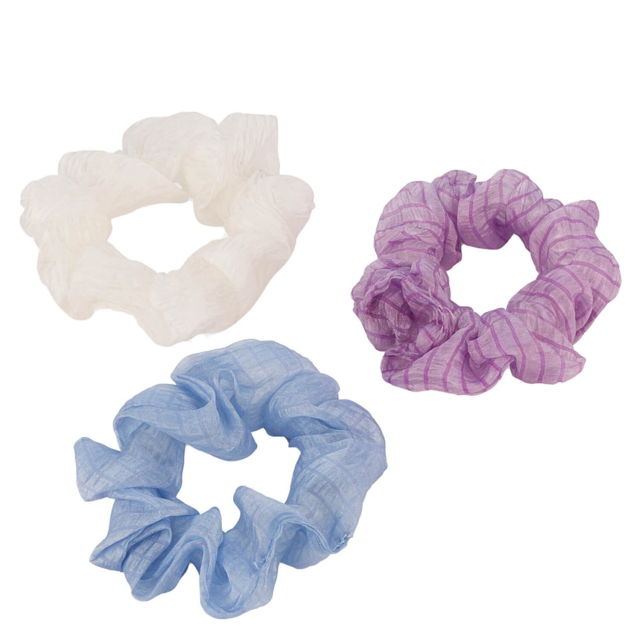 Transparentes Twisted Elastic Scrunchie, weiss. blau & lila von TRISA
