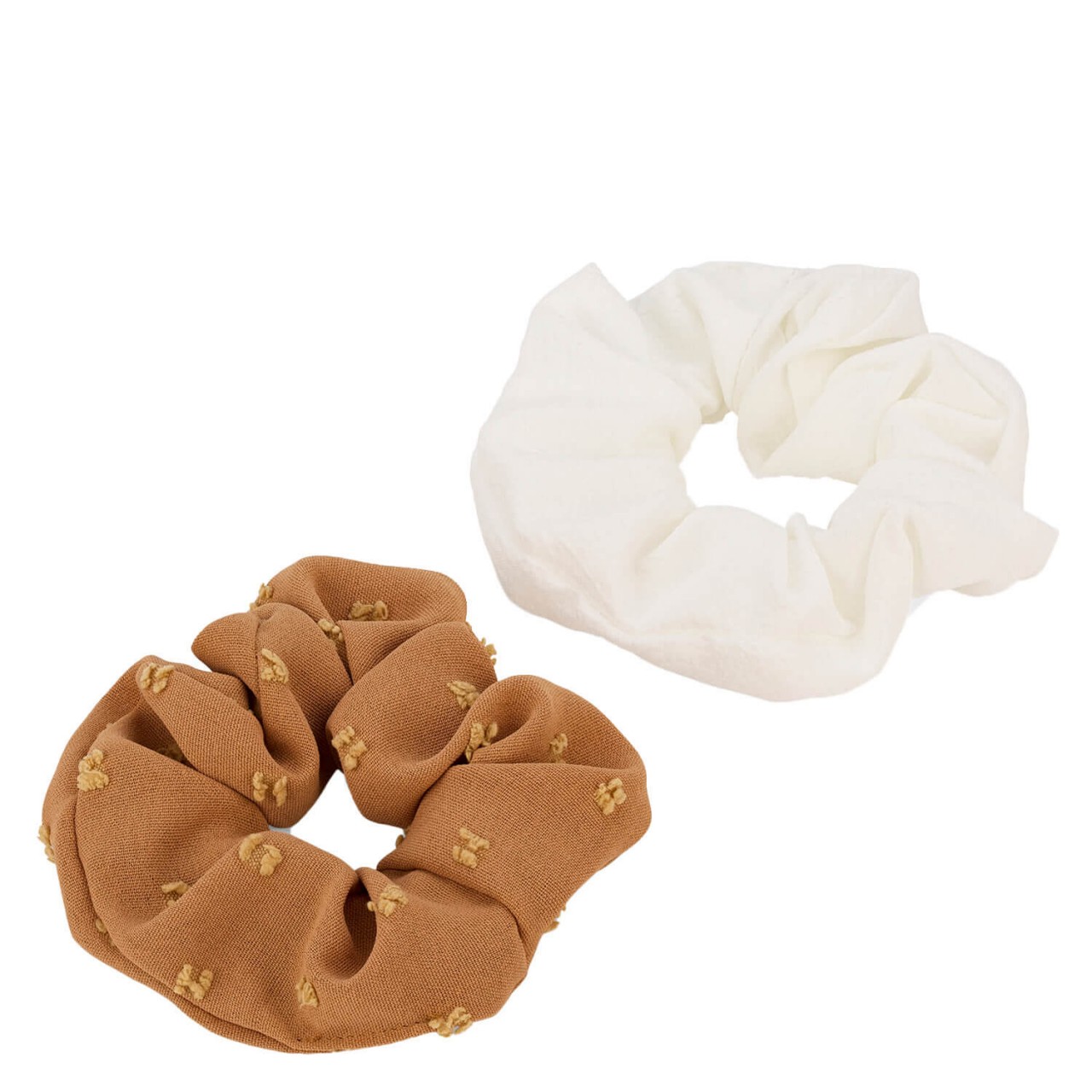 Twisted Elastic Scrunchie, weiss & camel von TRISA