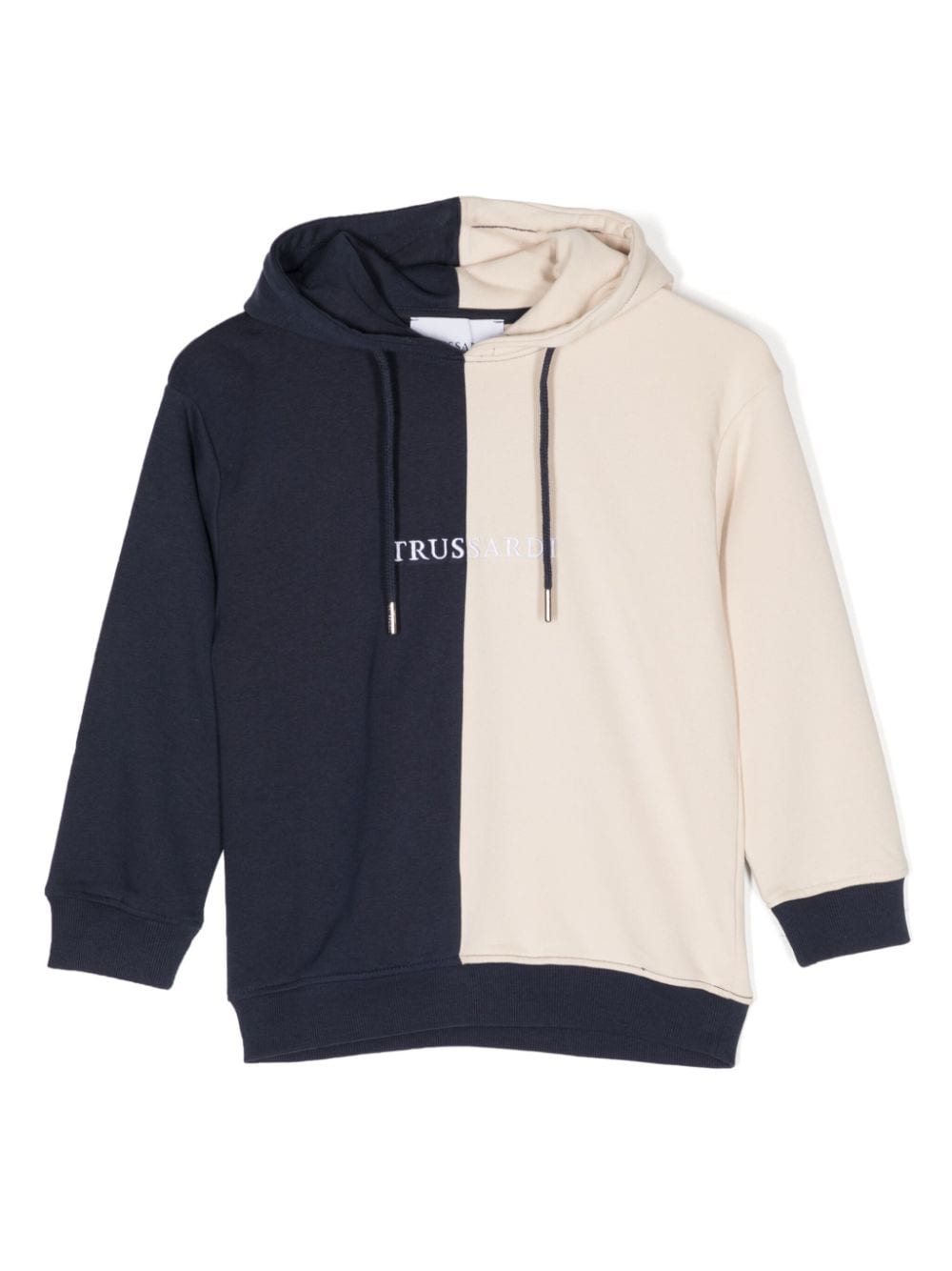 TRUSSARDI JUNIOR logo-embroidered contrast hoodie - Neutrals von TRUSSARDI JUNIOR