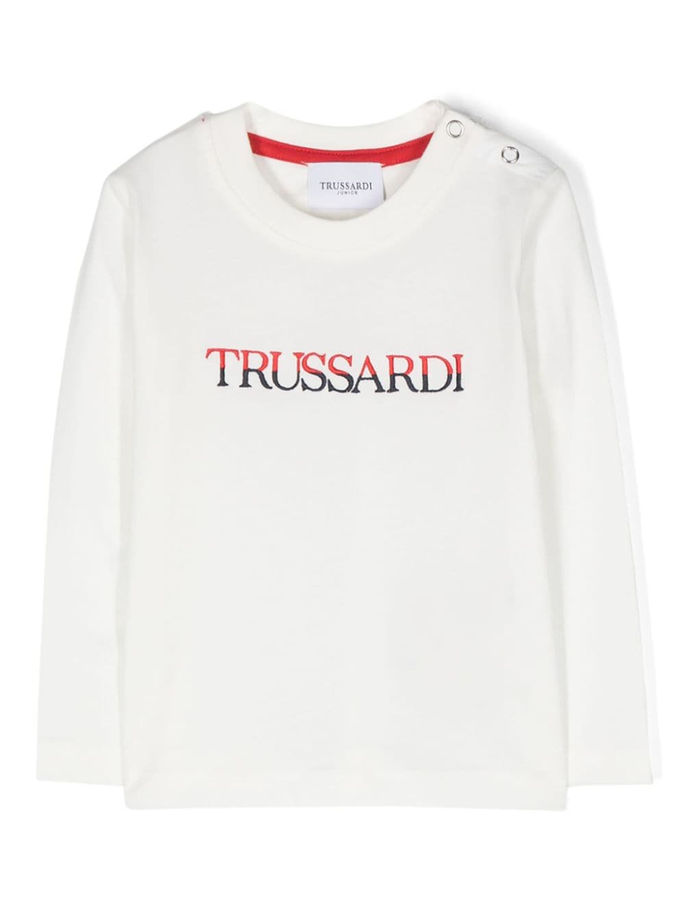 TRUSSARDI JUNIOR logo-embroidered cotton T-shirt - White von TRUSSARDI JUNIOR