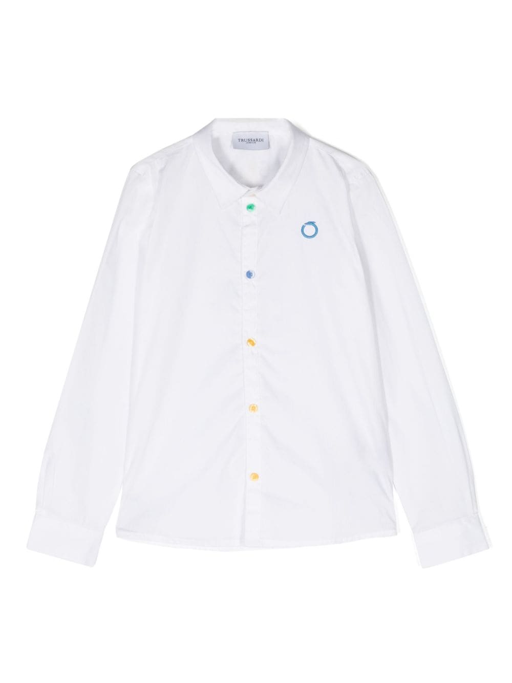 TRUSSARDI JUNIOR logo-embroidered cotton shirt - White von TRUSSARDI JUNIOR