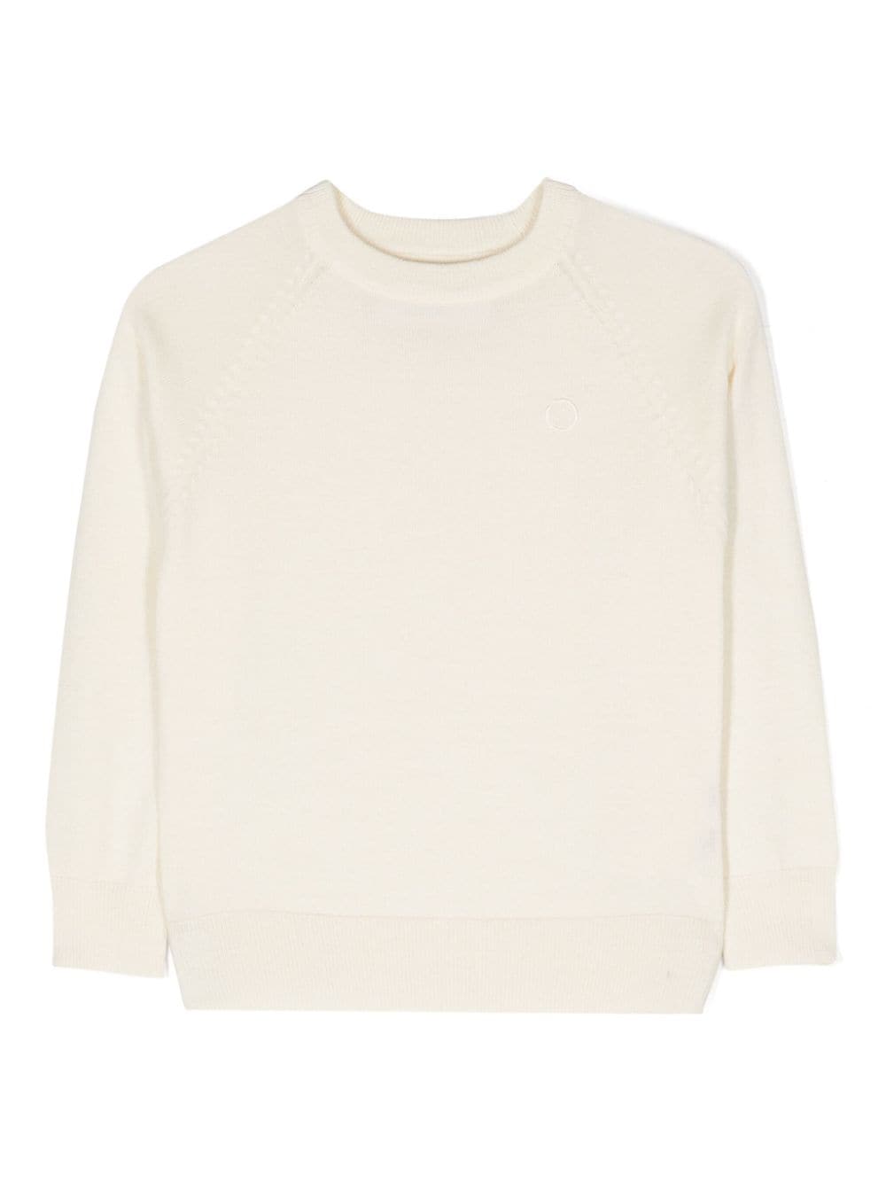 TRUSSARDI JUNIOR logo-embroidered fine-knit jumper - Neutrals von TRUSSARDI JUNIOR