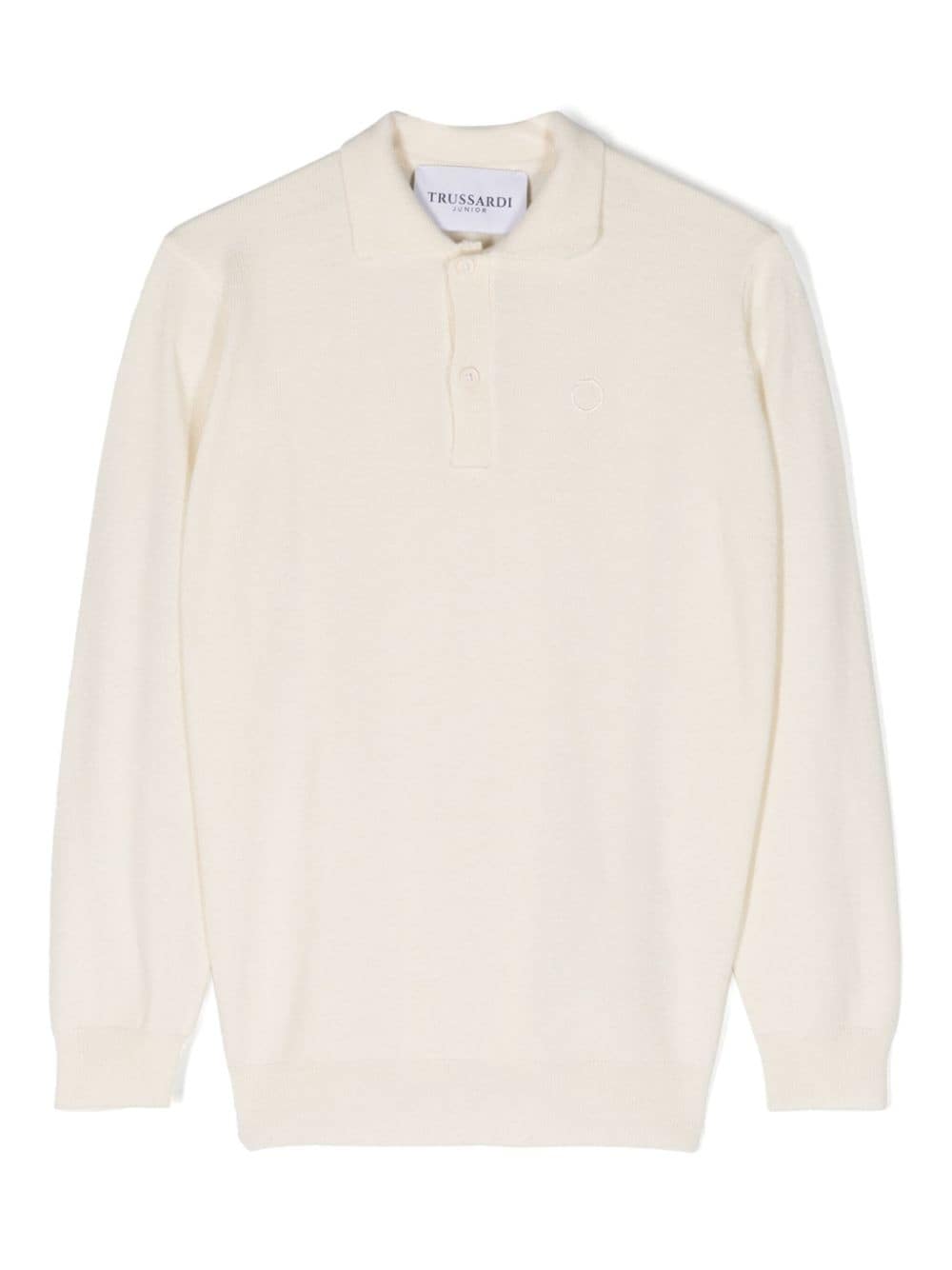 TRUSSARDI JUNIOR logo-embroidered knitted polo shirt - White von TRUSSARDI JUNIOR